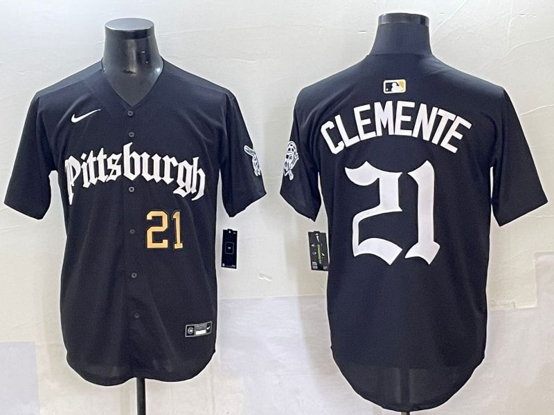 Men 2025 Pittsburgh Pirates #21 Clemente Black Five generations Joint Name Nike MLB Jersey style 1->pittsburgh pirates->MLB Jersey